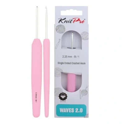 Image de KnitPro Waves Crochets crochet de 2,25 mm, poignées souples ergonomiques, poignée en caoutchouc souple pour les mains arthritiques, aiguilles à légères et confortables le tricot