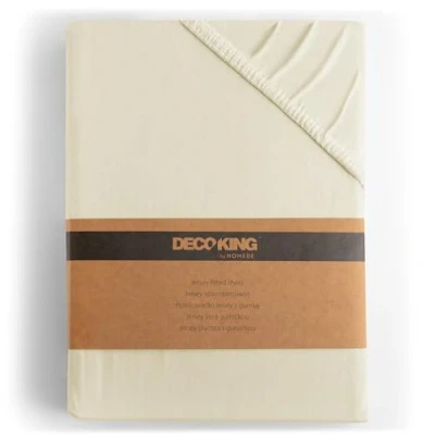 Image de DecoKing Drap Housse en 100% Coton Peigné Jersey, Amber Collection, 200x220 220x240 cm, Beige