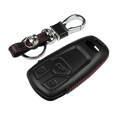 Image de M.JVisun Véritable Cuir Clef Coque Porte clés pour Audi A4 A4L A5 A6 A7 A8 Q5 Q7 R8 RS Q3 RS4 RS5 RS7 S4 S5 S6 S7 S8 SQ5 SQ7 TT TTS Clé Noir