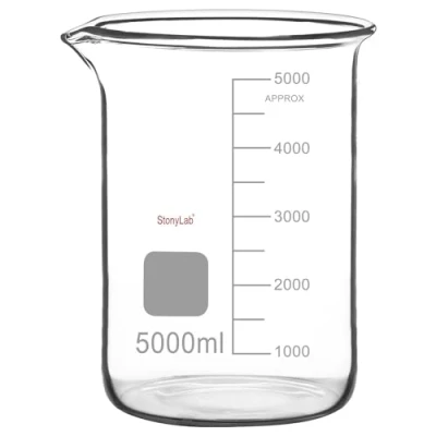 Image de stonylab Bécher en Verre, 1 Pack Verre Borosilicate Gradué Griffin de Forme Basse avec Bec verseur Laboratoire, 5000 ml