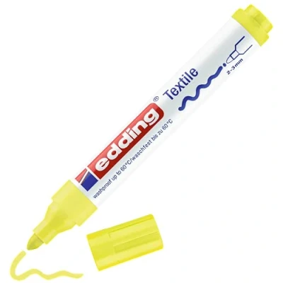 Image de edding 4500 marqueur pour textiles jaune fluorescent 10 pièces pointe ronde de 2 3 mm feutre textile lavable en machine (60 C) décorer le tissu