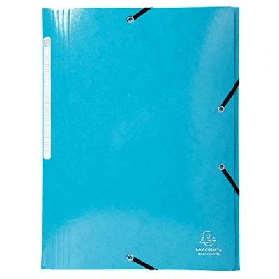 Image de Exacompta Réf. 55827E Carton de 25 chemises à élastiques Iderama pochettes 3 rabats Maxi Capacity en carte lustrée pelliculée 425 g/m2 dim 24 x 32 cm pour format A4 couleur bleu clair
