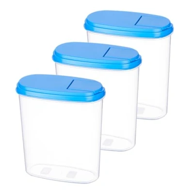 Image de MiraHome Lot de 3 boîtes conservation en vrac Bleu 2 l