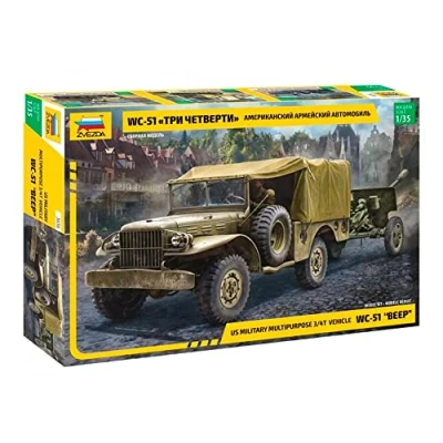 Image de Zvezda 3656 WC 51 Beep US Military Multipurpose 3/4T Vehicle, Echelle 1/35, Model Kit, ZS3656, Multicolore