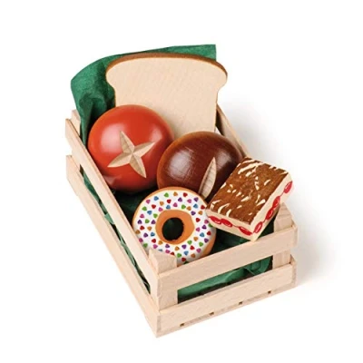 Image de Erzi Jouets en bois assortis forme de petits pains et viennoiseries pour magasin denrées alimentaires version italienne