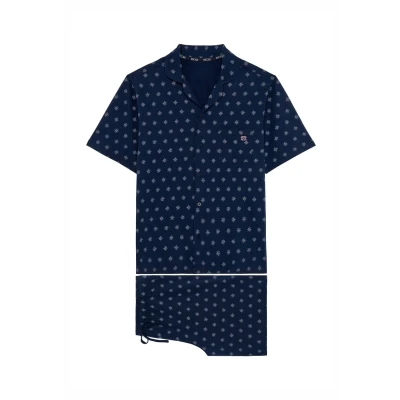 Image de HOM Indio SET Pyjama, Homme, Taille: Small, Navy print