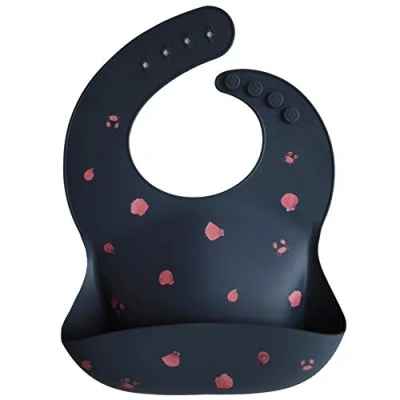 Image de mushie Bavoir Bébé en Silicone Bavoirs Imperméables Réglables Faciles à Essuyer 4 Tailles Avec Poches Avant Profondes 100% Sans BPA et Phtalate Shells Smoke