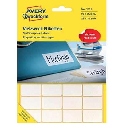 Image de Avery 3319 étiquette Auto adhésive Blanc (Rounded Rectangle 29 x 18 mm Papier)