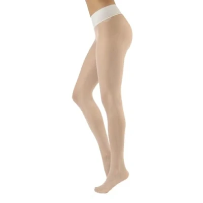 Image de CALZITALY Collant Voile, sans Coutures, Transparent, Femme 15 DEN Noir, Naturel, Bleu, Violet, Vert, Rouge, Pois S, M, L, XL, XXL Made in Italy (L Blanc cassé)