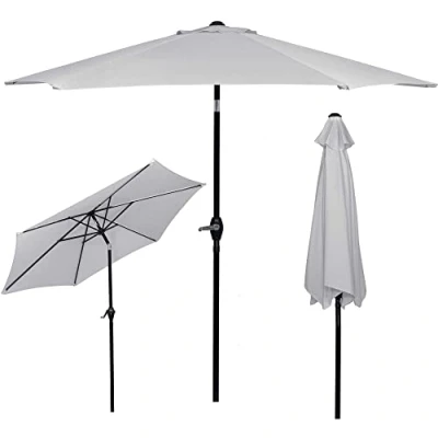 Image de SPRINGOS Parasol de jardin hexagonal avec fonction basculement Système manivelle Protection solaire terrasse d&#039;une envergure 250 cm Pied central