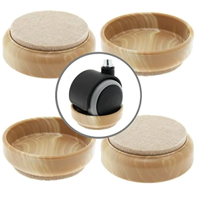 Image de 4X Tasses à roulettes/Coupelles en Effet Bois Clair avec Base Feutre Protègent Le Sol et Empêchent Les Meubles roulettes de Bouger par Lifeswonderful
