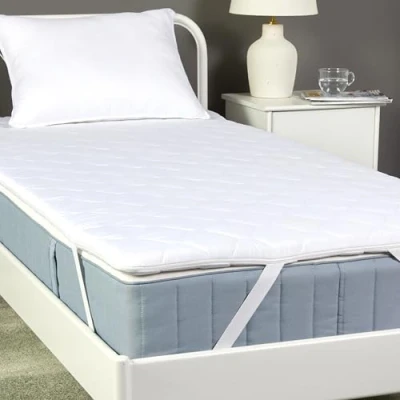 Image de Amazon Basics Surmatelas en Mousse Confortable avec Housse Lavable, 90W x 200L 6H cm, Blanc