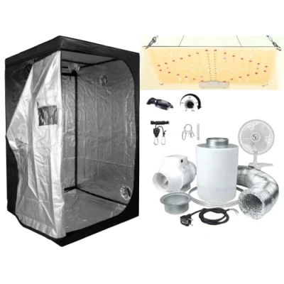 Image de Pack Chambre de Culture LED 1000W Full Spectrum 40x40x120cm / 60x60x140cm 80x80x160cm au Choix. Kit Box Complet, avec Switch, Timer, Extracteur d&#039;air, Filtre à Charbon et Ventilateur...