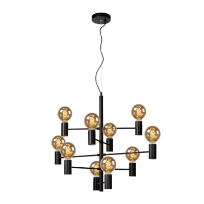 Image de Lucide Suspension Leanne, noire, à 10 lampes