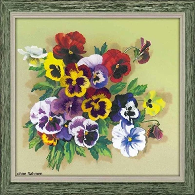 Image de RIOLIS Point Motif pensées. Le Bourdon Satin Contenu du, Coton, Multicolore, 20 x 0,1 cm