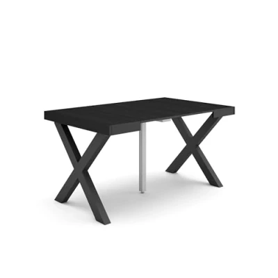 Image de Skraut Home Table Console Extensible Meuble 140 pour 6 Personnes Pieds Bois Massif Style Moderne Noir