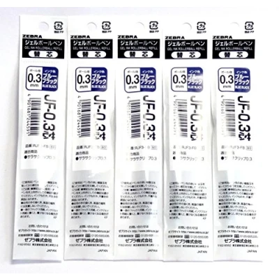 Image de Zebra Sarasa Clip 0.3 Gel Ballpoint Pen Blue black Ink Refills, 0.3mm, Set of 5 (Japan Import) [Komainu Dou Original Package] by