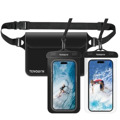 Image de TENQUAN Pochette Étanche Smartphone [Lot de 3] Sac étanche IPX8 Téléphone Housse Jusqu&#039;à 7 Pouces pour iPhone 15/14/13/12/11 Pro Max XS Max, SE 3, XR, 8, Galaxy S22/S21/S20 Xiaomi
