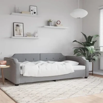 Image de vidaXL lit de Repos Gris Clair 90x200 cm Tissu, canapé lit, Confortable, en d&#039;appoint, Simple