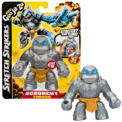 Image de Heroes of Goo Jit Zu BANDAI CO42781 Figurine d&#039;action découvrez Les Strikers Stretch Thrash, éponge et étire, Multicolore,