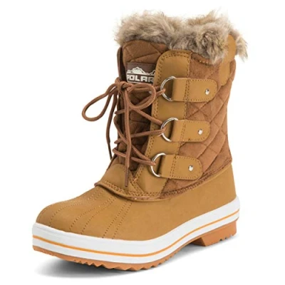 Image de Polar Femmes Matelassé Court Canard Fourrure Doublée Boue Neige Hiver Bottes TAS38 AYC0019,38 EU,Tan Suède