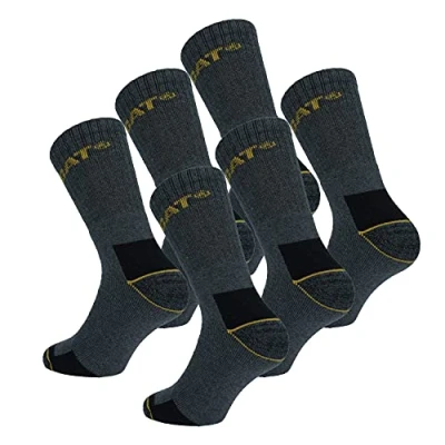 Image de Caterpillar 12 Paires Chaussettes Travail Mi Mollet Chaussures de Sécurité Pointe et Talon Renforcé Coton Eponge (39 42, Bleu)