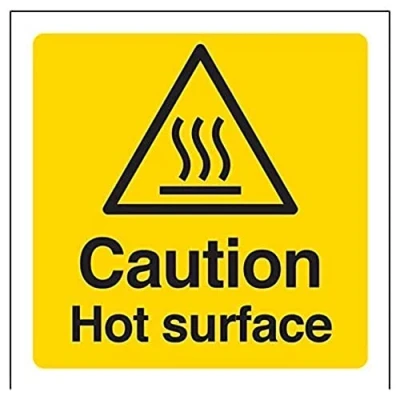 Image de vsafety 62018 af r Panneau d&#039;avertissement &quot;Attention Surface chaude Température, en plastique rigide, Carré, 100 mm x mm, noir/jaune