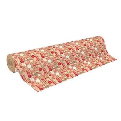 Image de Clairefontaine 223811C Une Bobine De Papier Kraft Brut Recyclé Dimensions : 50mx70 cm 70g Motif Noël Rouge/Vert Recyclé, Idéal pour Emballage Cadeaux, DIY, Loisirs Créatifs