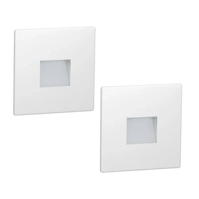 Image de ledscom.de 2 pièces Lumière d&#039;escalier LED/lampe murale encastrée FOW pour l&#039;intérieur et l&#039;extérieur, downlight, rectangulaire, 85 x 85mm, blanc chaud