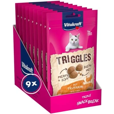 Image de Vitakraft Triggles Friandise pour chat à la dinde Recette sans sucre ajouté (9 x 40g)