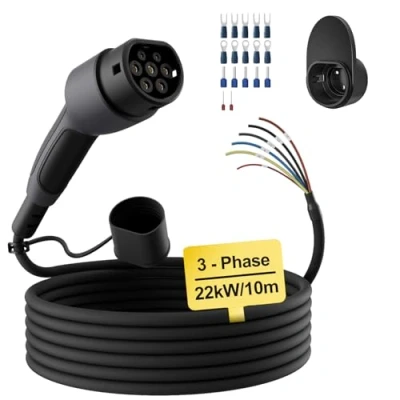 Image de dé Câble de Recharge Type 2 extrémité Ouverte 22kW [3 Phase 10m 32A] pour Wallbox/Câble Remplacement Station