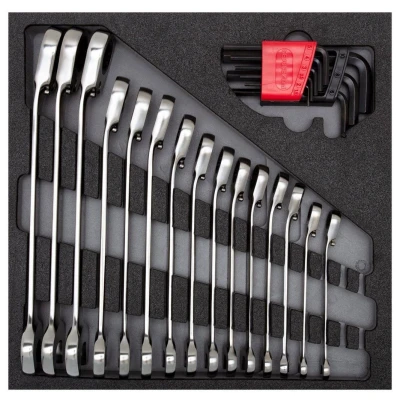 Image de GEDORE R22250001 Kit de clés à fourche et polygonale cliquet Mousse synthétique