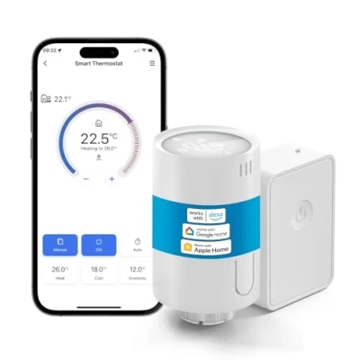 Image de Meross Tête Thermostatique Connectée (avec HUB), Thermostat Intelligent Compatible avec HomeKit, Alexa et Google Home, Radiateur à Eau Chaude Commande Vocale Contrôle Distance