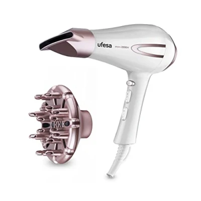 Image de Ufesa SC8400 Sèche Cheveux Professionnel, 2200W, Moteur AC, Technologie AirPro, Comprend un Concentrateur et Diffuseur, 2 Vitesses 3 Températures