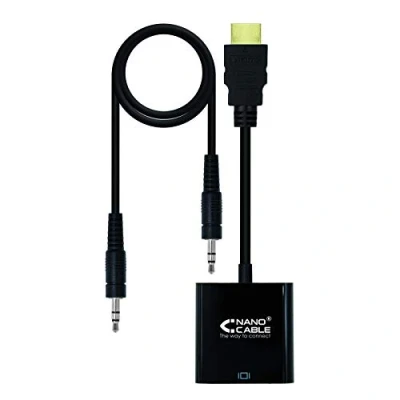 Image de Convertisseur Nanocable HDMI vers SVGA+audio A/M SVGA/H+Jack 3.5/H 10cm+1.0m Couleur Noir Neuf