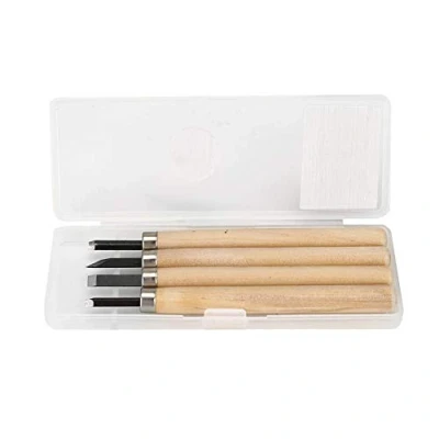Image de 4pcs Couteau à découper Le Bois Sculpture Ciseaux Manuel aiguiseur Outils de Ensemble pour Travail du Gravure sur en Caoutchouc modèle Tampon projets(#3)
