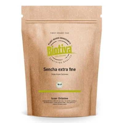 Image de sencha Thé vert bio 1000g Excellent 1kg à un prix exceptionnel Doux, légèrement herbacé avec des notes délicieusement amères et fleuries Certificat Fairbiotea Biotiva