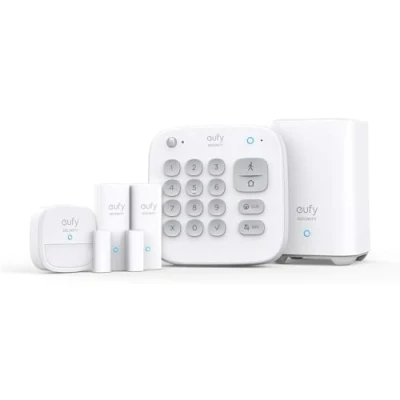 Image de eufy Security Kit Alarme Domestique 5 Pièces, Sécurité Domestique, Clavier, Détecteur de Mouvement, 2 Capteurs d&#039;Entrée, Système d&#039;alarme Contrôle Via APP