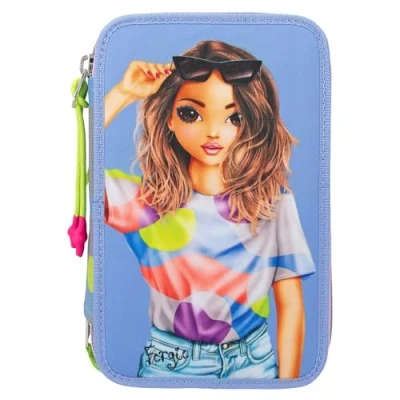 Image de Depesche 12749 TOPModel Flash 3 Compartiments remplie modèle et Motif Graphique coloré en matériau réfléchissant, Trousse à Crayons, Caricature, Multicolor, Taille Unique