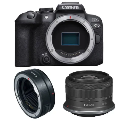 Image de Canon EOS R10 + RF S 18 45mm F4.5 6.3 IS STM EF R MILC 24,2 MP CMOS 6000 x 4000 pixels Noir Neuf