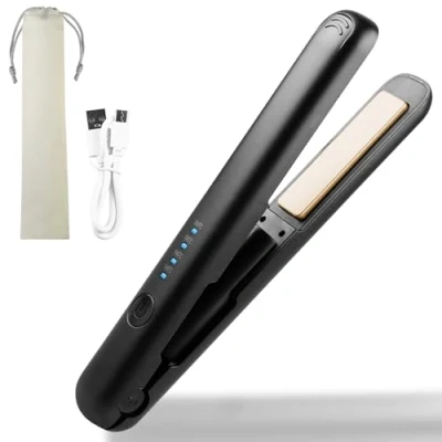 Image de Lisseur Cheveux, Fer A Lisser, Mini 2 En 1, À Lisser Céramique, Professionnel Hair Straightener Styler, Pour Tous Types De Cheveux Crépus, Bouclés Et Très Longs (Noir)