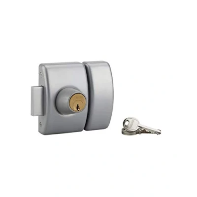 Image de THIRARD Verrou double entrée Design 5 pour porte d&#039;entrée, cylindre 45mm, acier, 3 clés, argent
