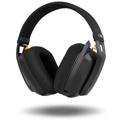 Image de KROM Kanji Casque sans Fil, Bluetooth 5.3, 2.4Ghz ou Connexion USB, Haut parleurs de 40 mm, contrôle du Volume et Microphone intégrés, Bandeau réglable léger, Noir
