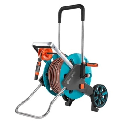 Image de Gardena Kit dévidoir CleverRoll M Easy : sur roues d&#039;une capacité de 20 m, particulièrement stable, avec guidage confortable dans un cadre métallique robuste, antigoutte (18517 20)
