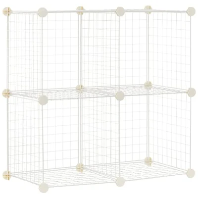 Image de Amazon Basics Lot de 4 cubes rangement en fil métallique Blanc, 37 x 77 cm