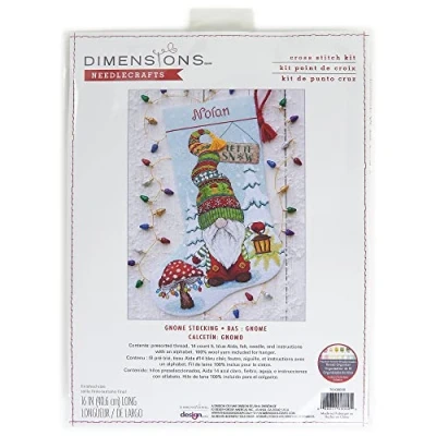 Image de Dimensions Counted Cross Stitch Kit 16&quot; Long Gnome Stocking (14 Count)