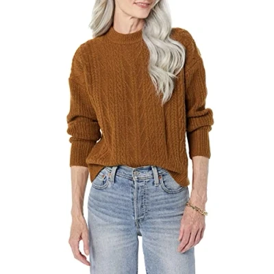 Image de Amazon Essentials Pull À Col Rond Torsadé Moderne Doux Au Toucher (Disponible en Grande Taille) Femme, Fauve Foncé, L