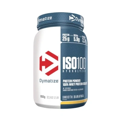 Image de Dymatize ISO 100 Hydrolyzed Poudre d&#039;Isolat de Protéines Faible en Sucre Riche Banane 900 g