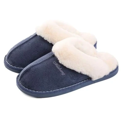 Image de Chaussons Maison Mémoire Mousse Bois Plancher Faux Daim à Fourrure Mules Automne Hiver Hommes Femmes Intérieur/extérieur 36.5/38 EU, Bleu (Taille de l&#039;étiquette: 40 41)