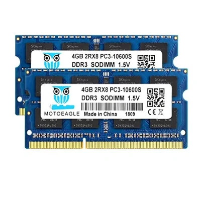 Image de DDR3 1333 SODIMM 8Go (2x4Go) PC3 10600S RAM, 1333MHz 4GB 2Rx8 204 Pin CL9 1.5V d&#039;ordinateur Portable Mémoire